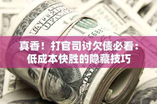 武汉真香！打官司讨欠债必看：低成本快胜的隐藏技巧